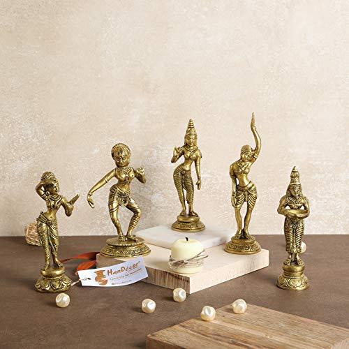 Two Moustaches Brass Apsara Showpieces - Set of 5 | Home Decor | - Image 3