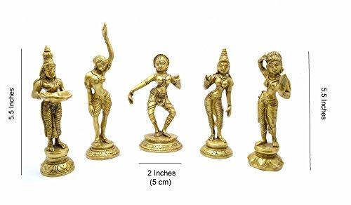 Two Moustaches Brass Apsara Showpieces - Set of 5 | Home Decor | - Image 6