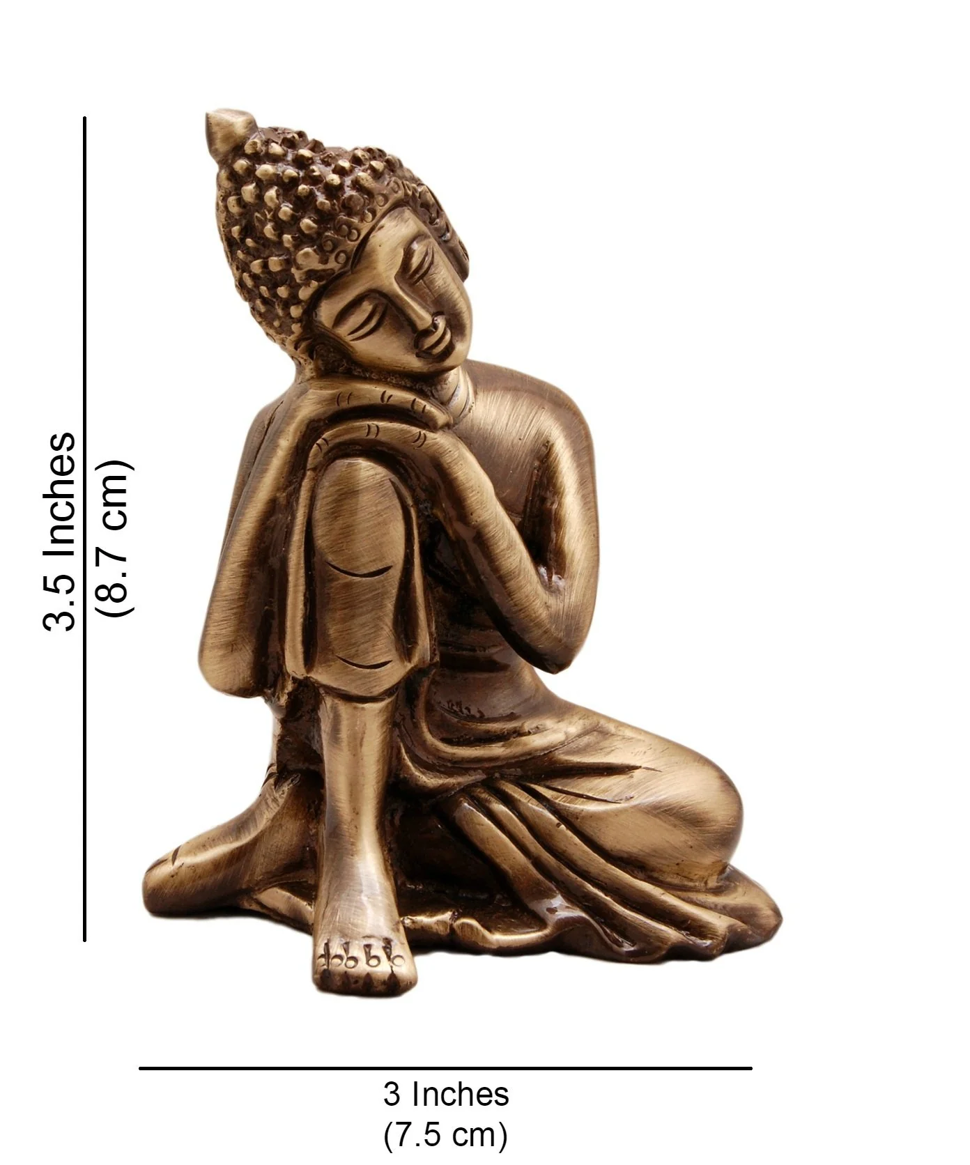 Two Moustaches Brass Buddha Resting Showpiece - Image 3