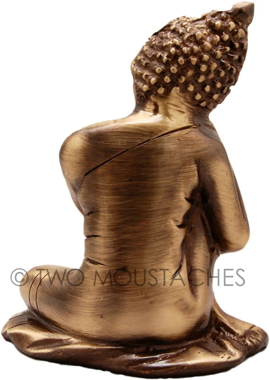 Two Moustaches Brass Buddha Resting Showpiece - Image 4