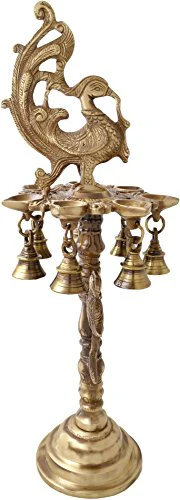 Two Moustaches Brass Peacock Deepak Stand (Brown, 7 X 7 X 18 Inches) - Image 3