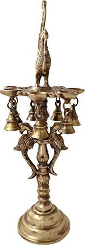Two Moustaches Brass Peacock Deepak Stand (Brown, 7 X 7 X 18 Inches) - Image 4