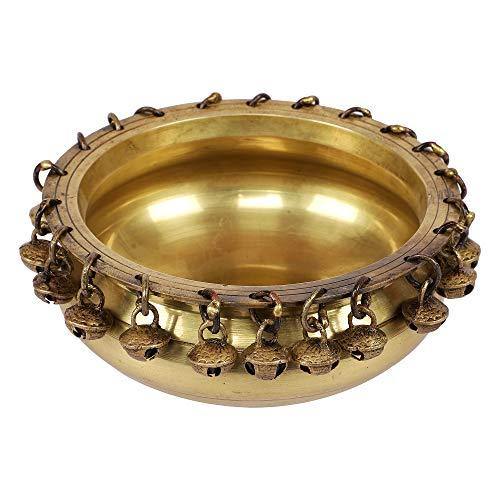 Two Moustaches Brass Urli Traditional Bowl with Bells Showpiece - Image 5