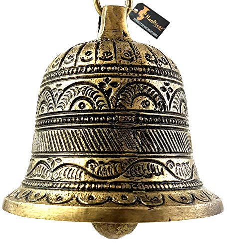 Two Moustaches Ethnic Carved Brass Temple Hanging Designer Bell - Image 6