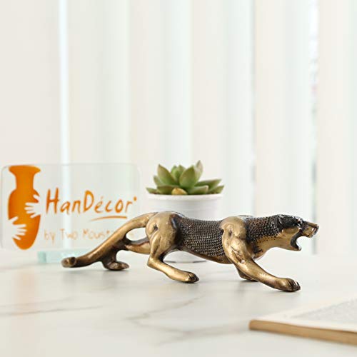 Two Moustaches Luxurious Premium Jaguar Collectible Brass Designer Showpiece (9.5 X 2 X 2 inch, Brown) - Image 4