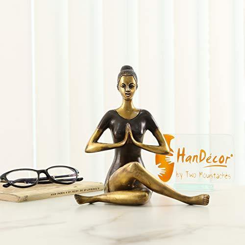 Two Moustaches Namaste Yoga Instructions Sitting Lady Sculpture Brass Showpiece