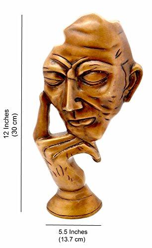 Two Moustaches The Thinking Man Brass Decor Showpiece (5.5 X 2.5 X 12 Inches, Brown) - Image 3