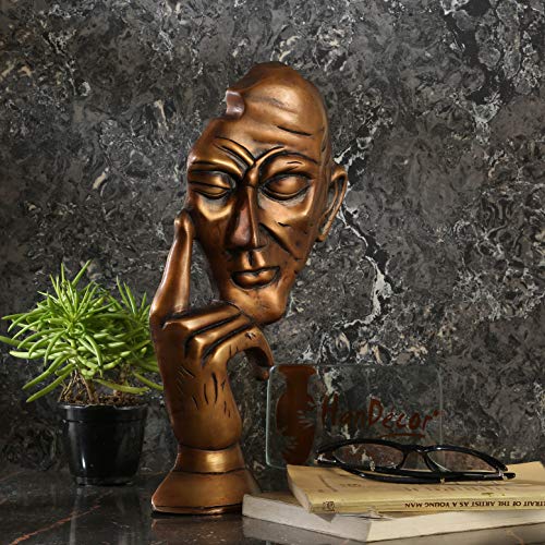 Two Moustaches The Thinking Man Brass Decor Showpiece (5.5 X 2.5 X 12 Inches, Brown) - Image 6