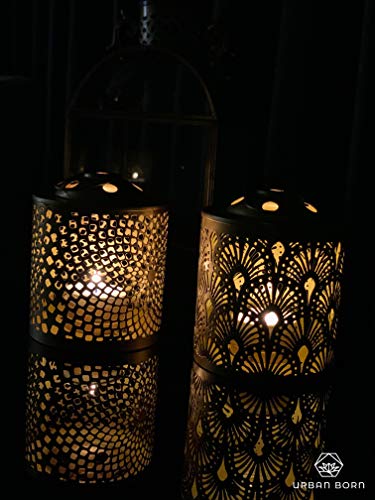 Urban Born Antique Metal Lantern and Hanging Tealight Holder for Home Decor (Pack of 2) *Free Tealights* - Image 3