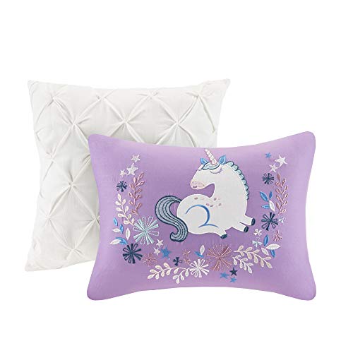 Urban Habitat Kids Lola Reversible Cotton Unicorn Floral Flower Botanical Printed Embroidered Pillow Soft Down Alternative Hypoallergenic Season Coverlet Quilts Bedding-Set, Full/Queen, Pink - Image 3