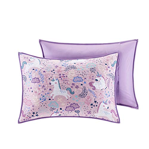 Urban Habitat Kids Lola Reversible Cotton Unicorn Floral Flower Botanical Printed Embroidered Pillow Soft Down Alternative Hypoallergenic Season Coverlet Quilts Bedding-Set, Full/Queen, Pink - Image 9