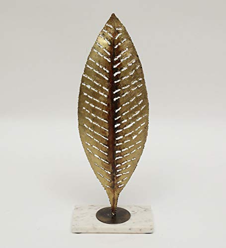 Vedas Exports Gold Iron Nami Leave Small Table Top Showpiece Home Décor (Size 7 x 21 inches) - Image 5