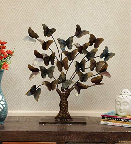 Vedas Exports Iron Paddy Butterflies Tree Showpiece (Multi_4.5 Inch X 19 Inch X 21 Inch)