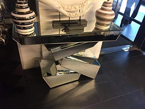 Venetian Image Mirror Console Table with Specs Stand (Silver, 48 Inch)