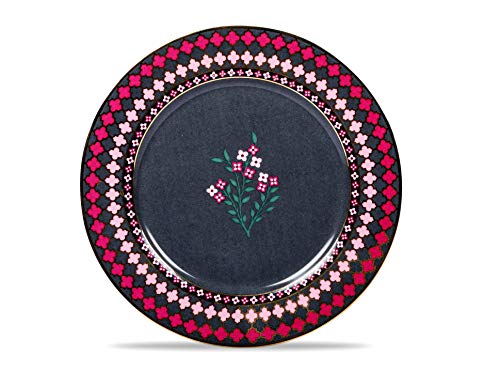 Vikas Khanna By Celeste Moksha Ceramic Dinner Set, Décor Settings, 24 K Gold Plated, Color- Charcoal Black - Image 6