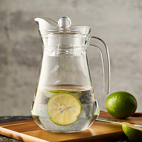 Vilon Duck Pot 1.3L Glass Pitcher with Plastic lid,Drinking Beverage Jug,Glass Water jug for Home use
