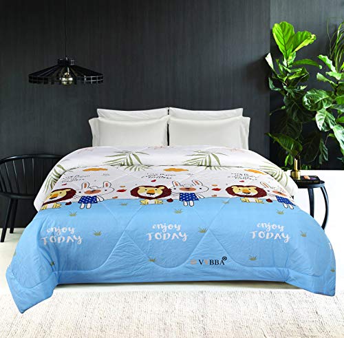 VYBBA Microfiber Reversible Comforter / AC Blanket for Winter / Quilts / Duvet , Single Bed ( Blue & White, 200 GSM ) - Image 5