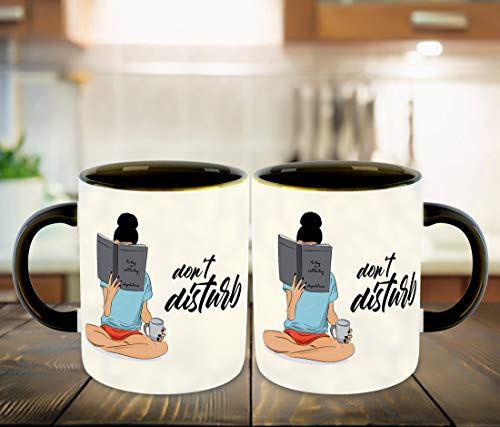 Whats Your Kick - Don’t Disturb Books Reading, Reader Inspired Designer Printed Black Ceramic Coffee |Tea | Milk Mug (Gift | Books | Motivational Quotes | Hobby (Multi 8) - Image 2