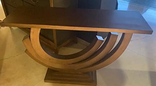 Venetian Image Wooden Antique Finish Curved Designed Mirror Console Table - Image 4