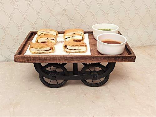 Xllent® New Uniq Snack Platter in Thelaa Shape for Serving Items with Wood and Metal Material (Brown) - Image 6