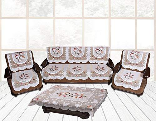 Yellow Weaves™ Floral 5 Seater Sofa Cover Set with 1 Center Table Cover
