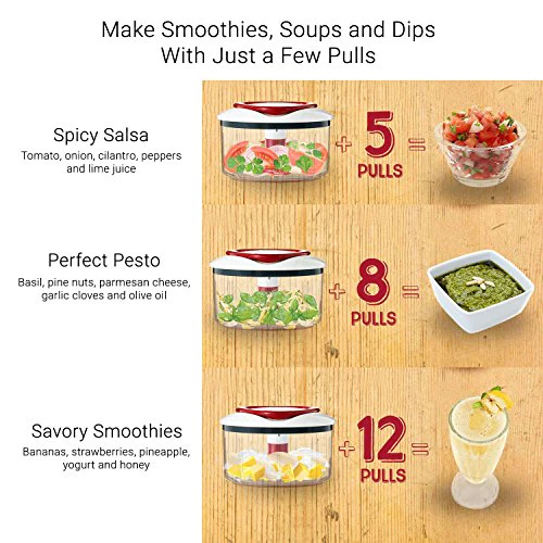 Zyliss Easy Pull Manual Food Processor and Food Chopper, Red - Image 6