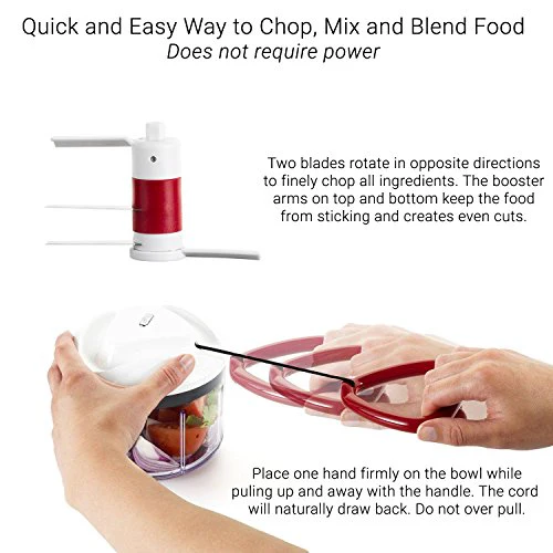 Zyliss Easy Pull Manual Food Processor and Food Chopper, Red - Image 7